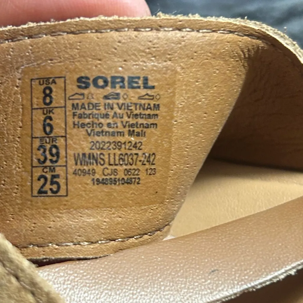 SOREL Ella II Leather Flip Women's Velvet Tan Gum Brown Sandals Size 8 - Image 10