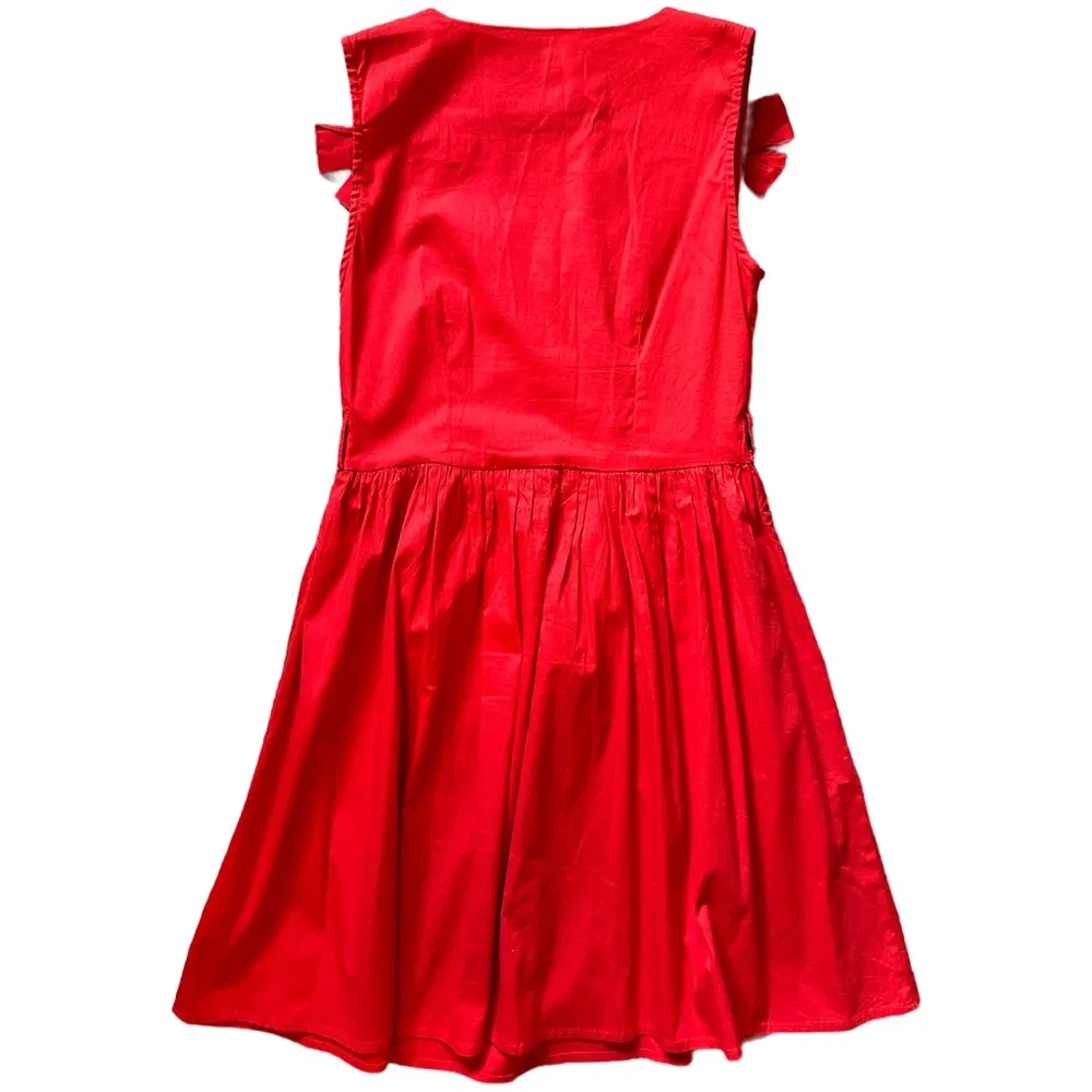 Red Bow Sleeveless A-Line Dress - Image 3