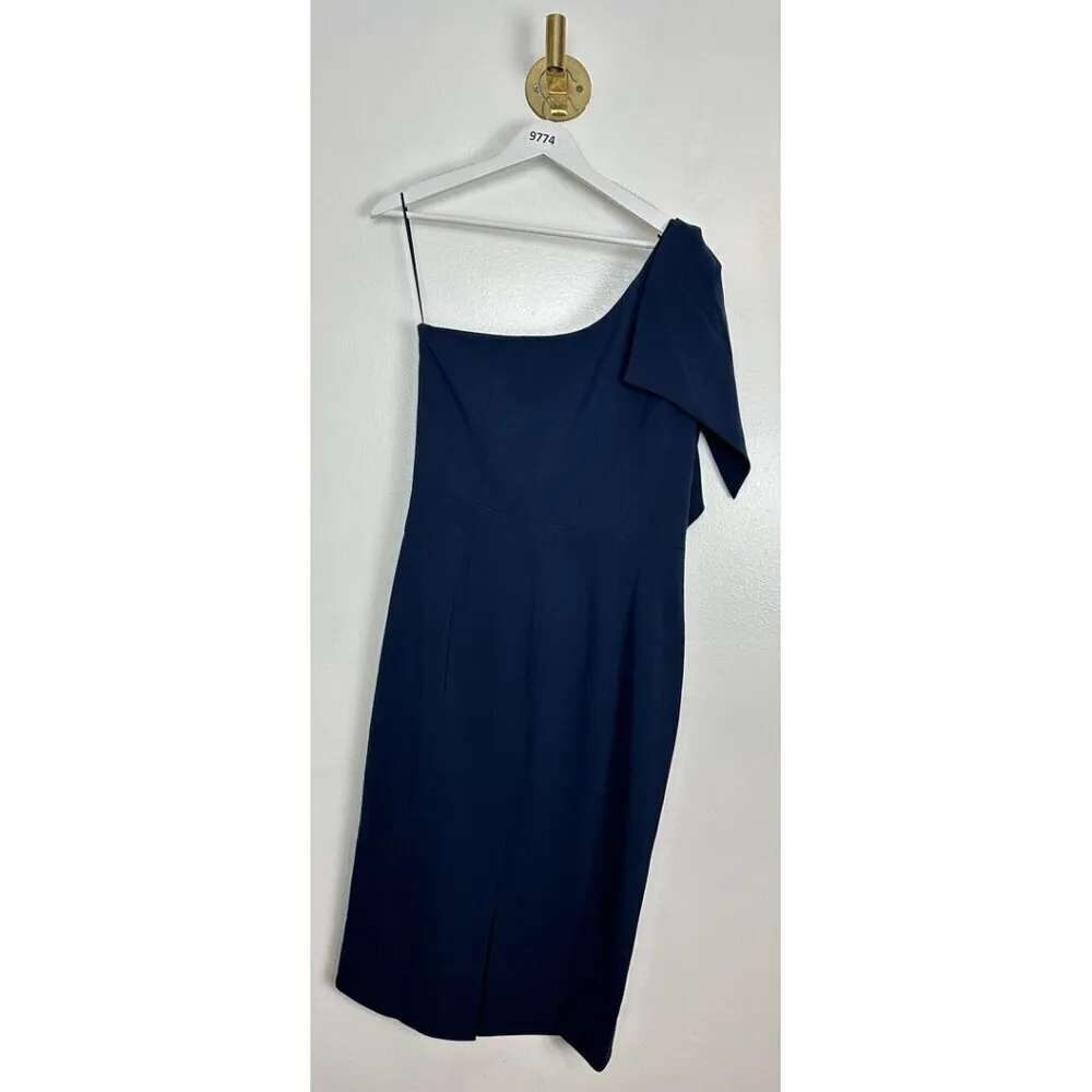 DRESS THE POPULATION Tiffany One-Shoulder Midi Dress in Midnight Size X-Large - Image 8