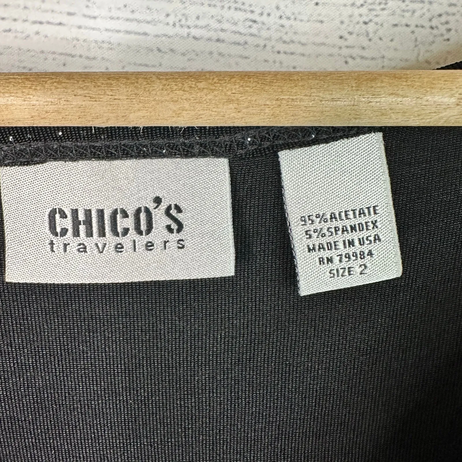 Chicos Travelers Womens size 2 US Large 12 Sparkly Slinky Tank Top Black - Image 7