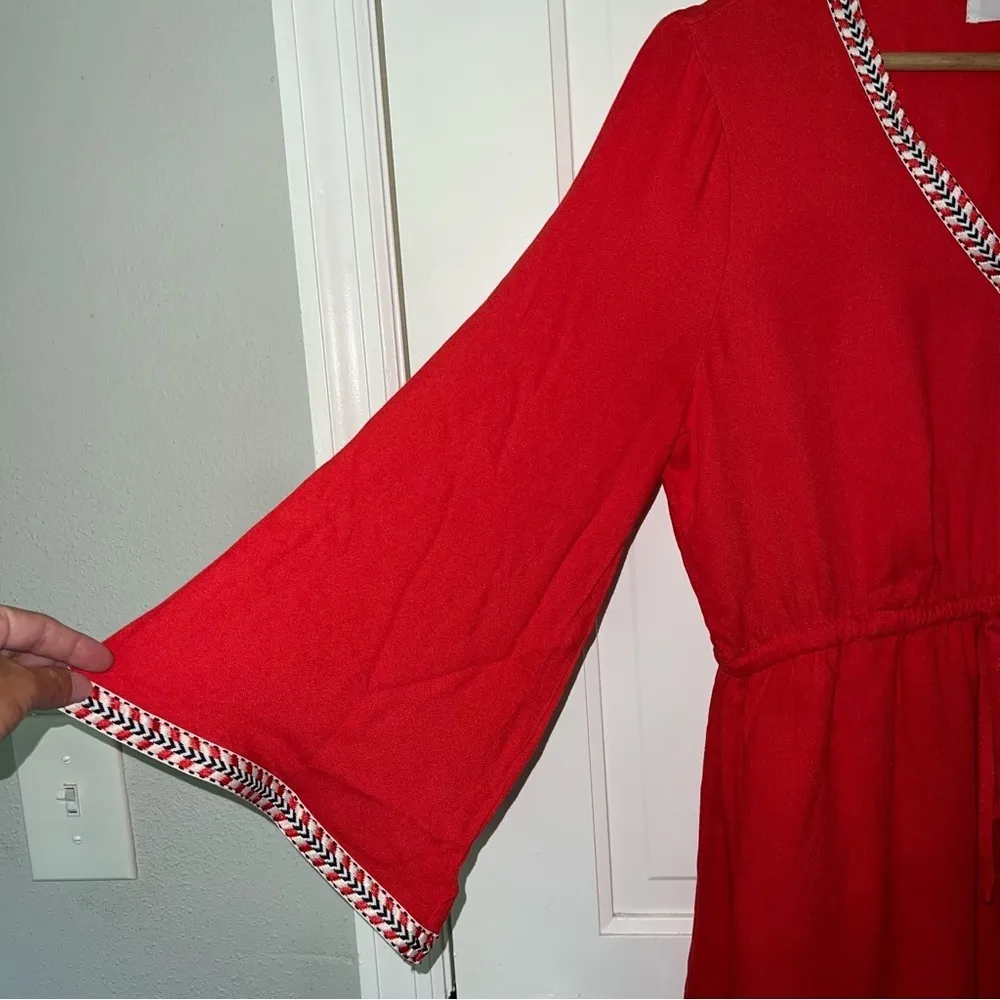 Jack by BB Dakota Klea Embroidered Surplice Dress Fire red size small - Image 4