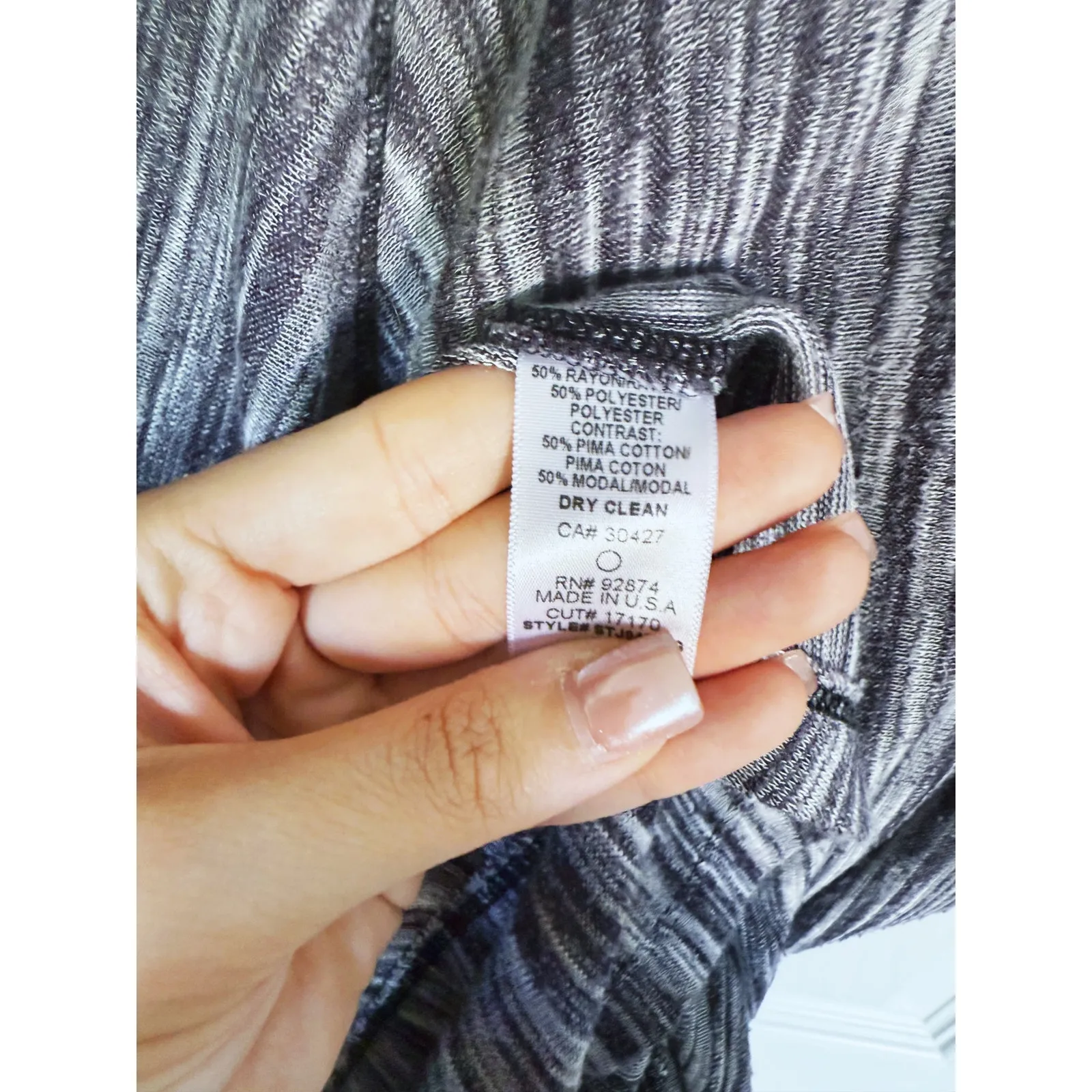 Splendid Oversized V-neck Tunic Tshirt Large Heathered Gray Grunge Emo Goth - Image 5