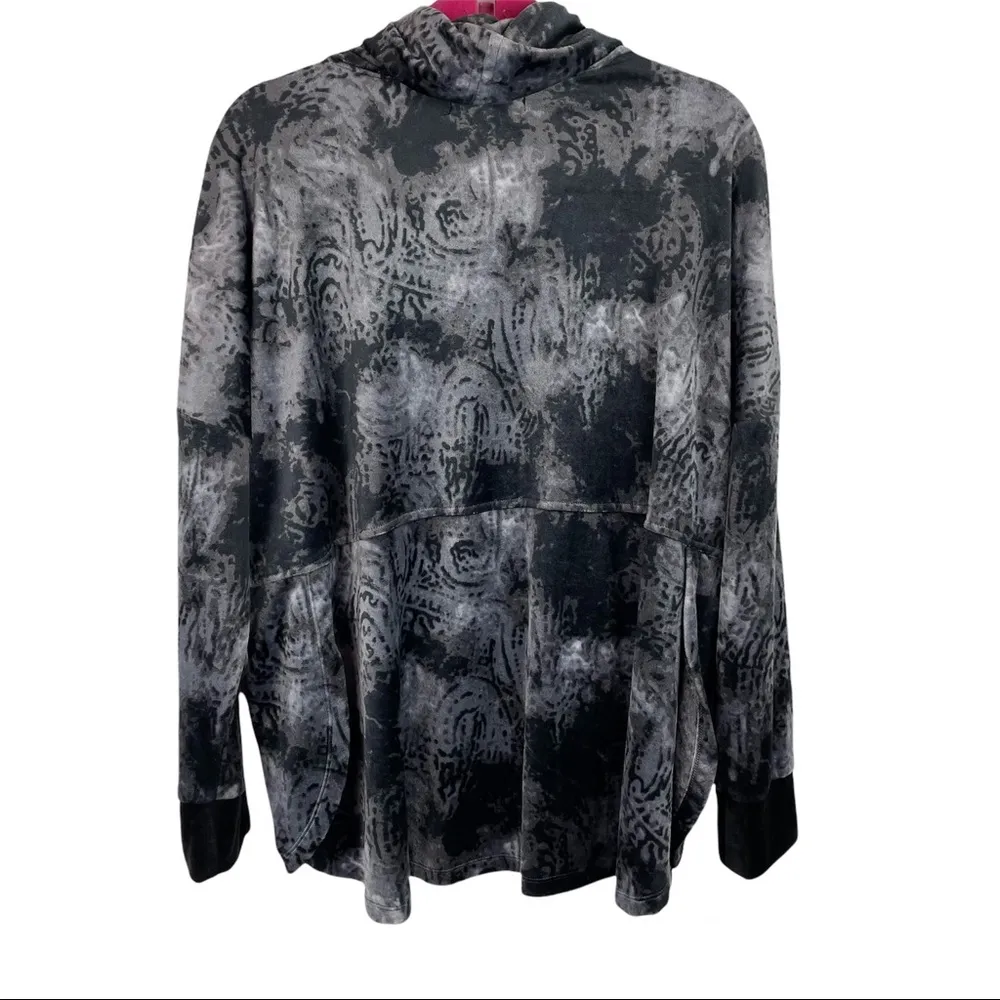 Womens Donna Karan Sleepwear Black Velour Cowlneck Sweatshirt Pants Lounge Set - Image 3