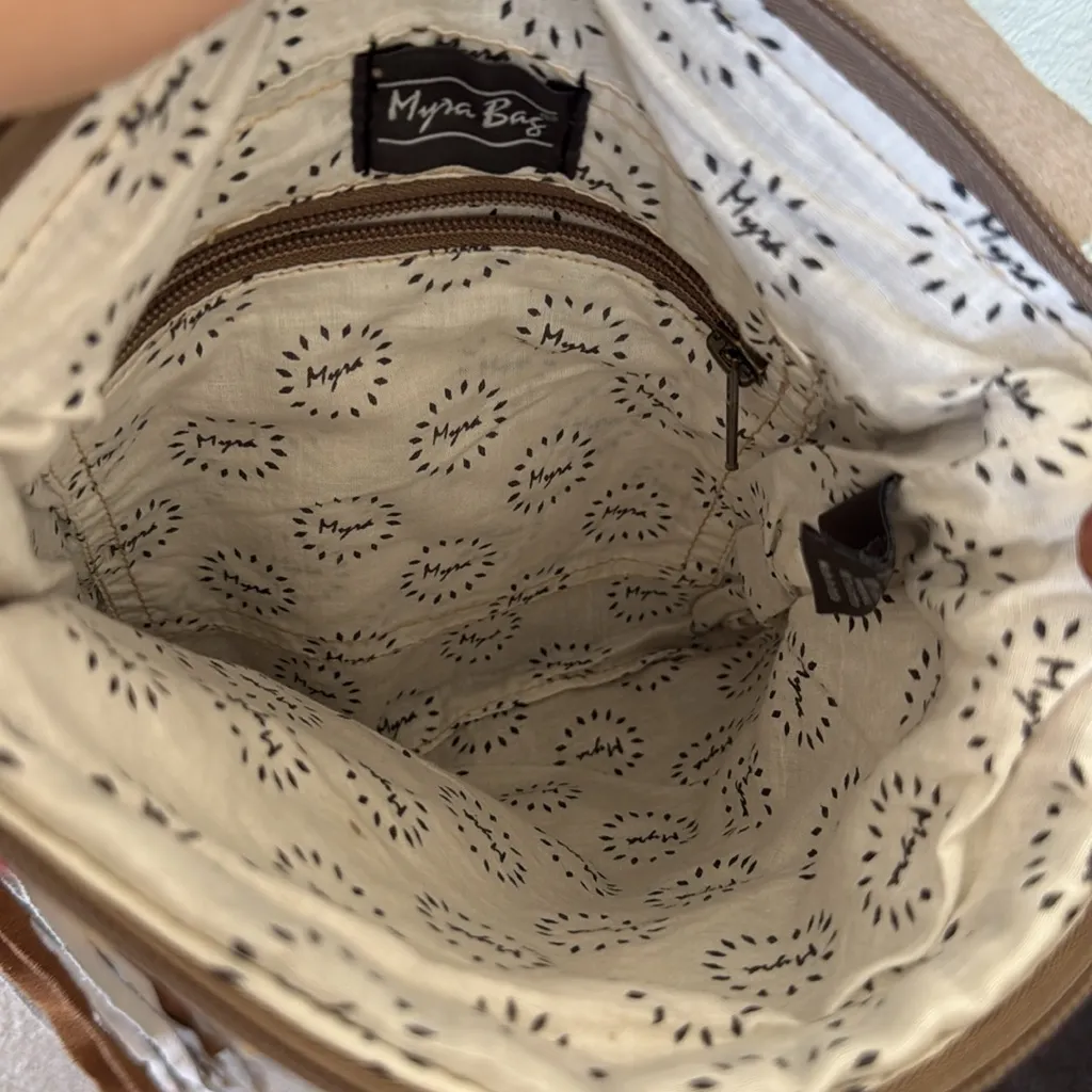 Myra Taupe Shaped Concealed Crossbody Bag Tan - Image 8