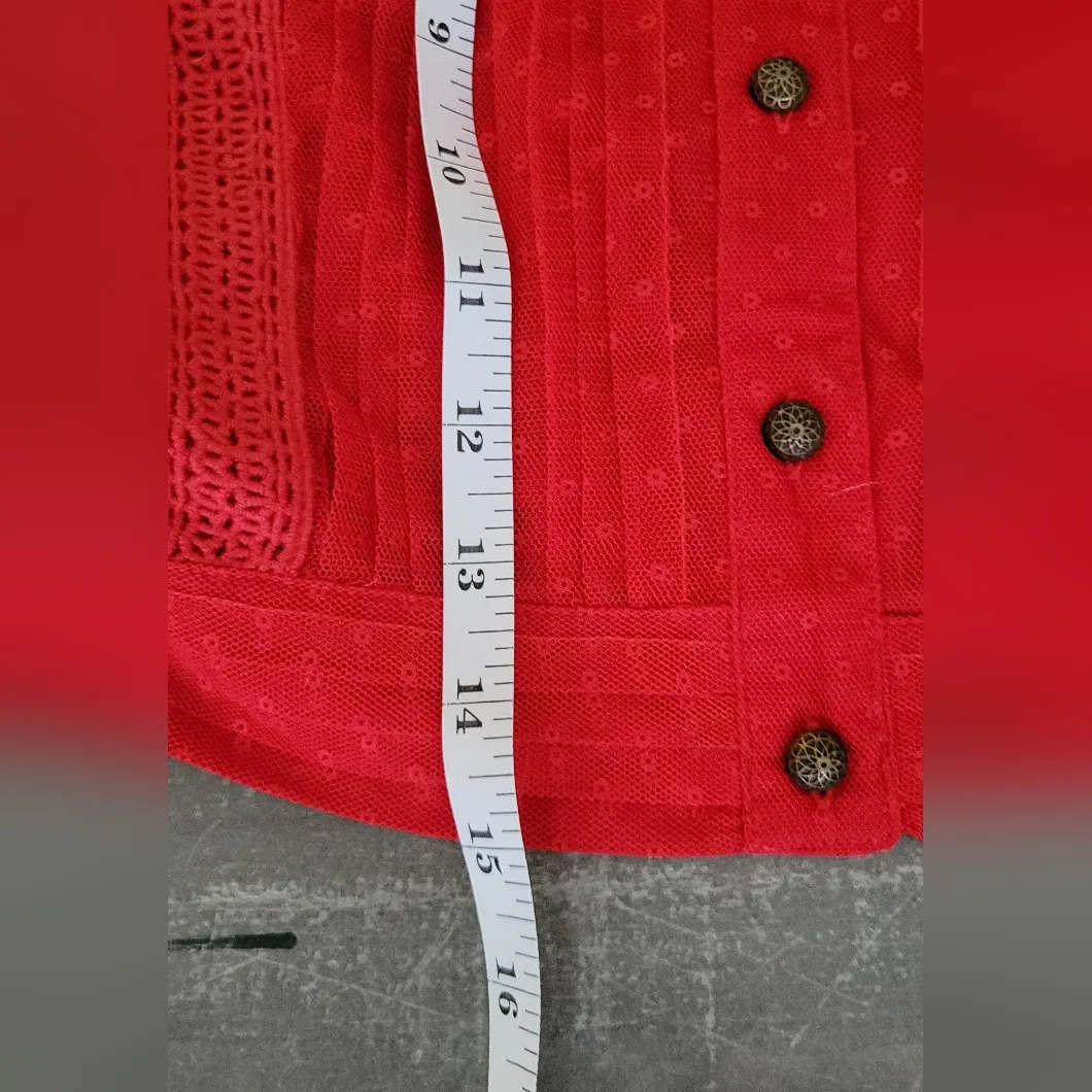 Anthropologie Dotted Tulle Crop Long Sleeve Blouse Size 10 - Image 16