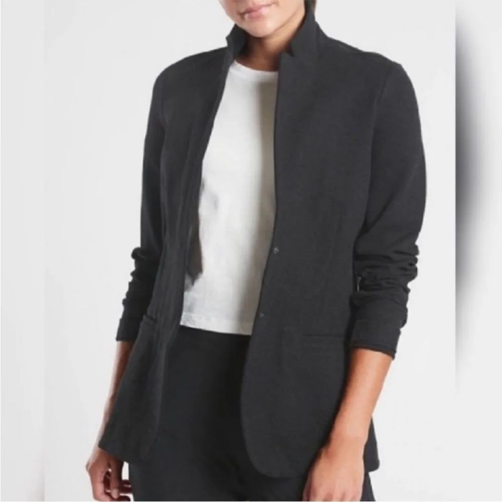 NWOT Athleta Women's Venice Textured One Button Blazer Charcoal Size 12 - Image 14