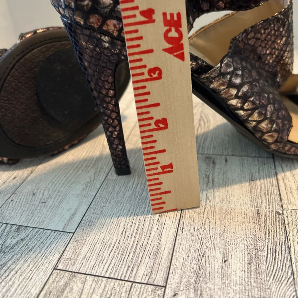 Jessica Simpson  Elsbeth Silver/Bronze Open Toe Heels US 8 M Metallic - Image 8