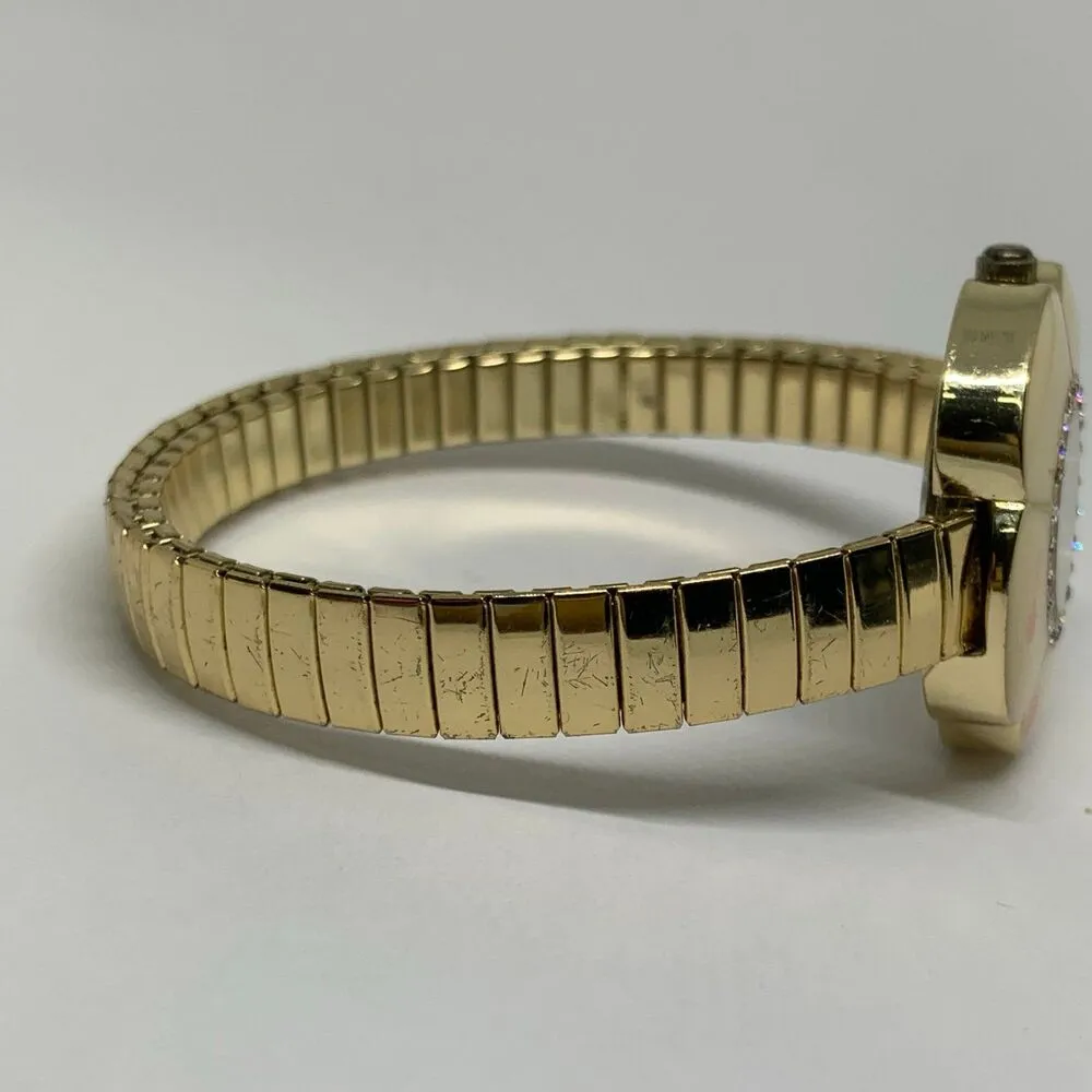 Geneva women’s wrist watch gold tone quartz analog 30mm floral shaped running - Image 5