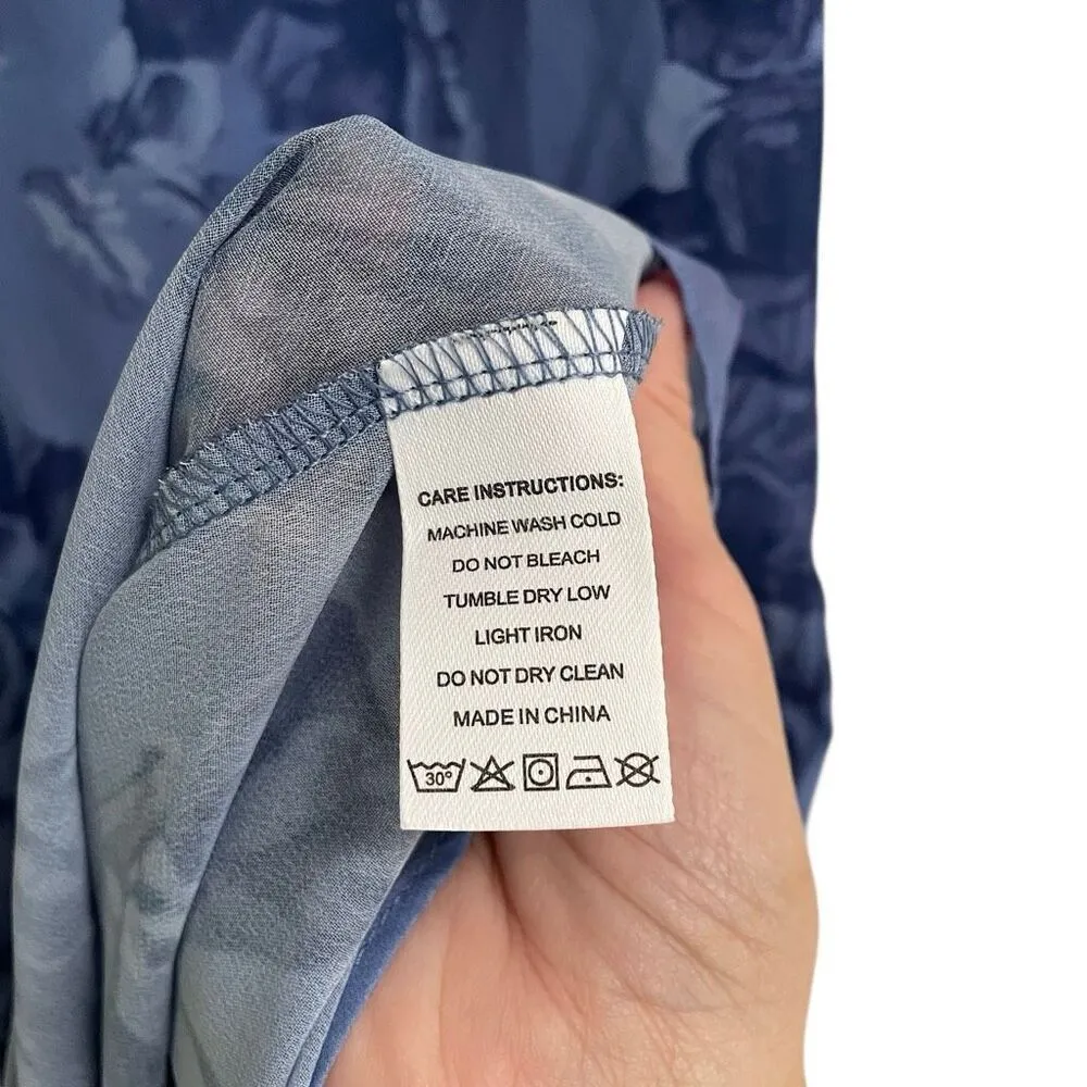 Unbranded fresh blue floral pullover dress women’s L asymmetrical round neck NEW Size L - Image 6