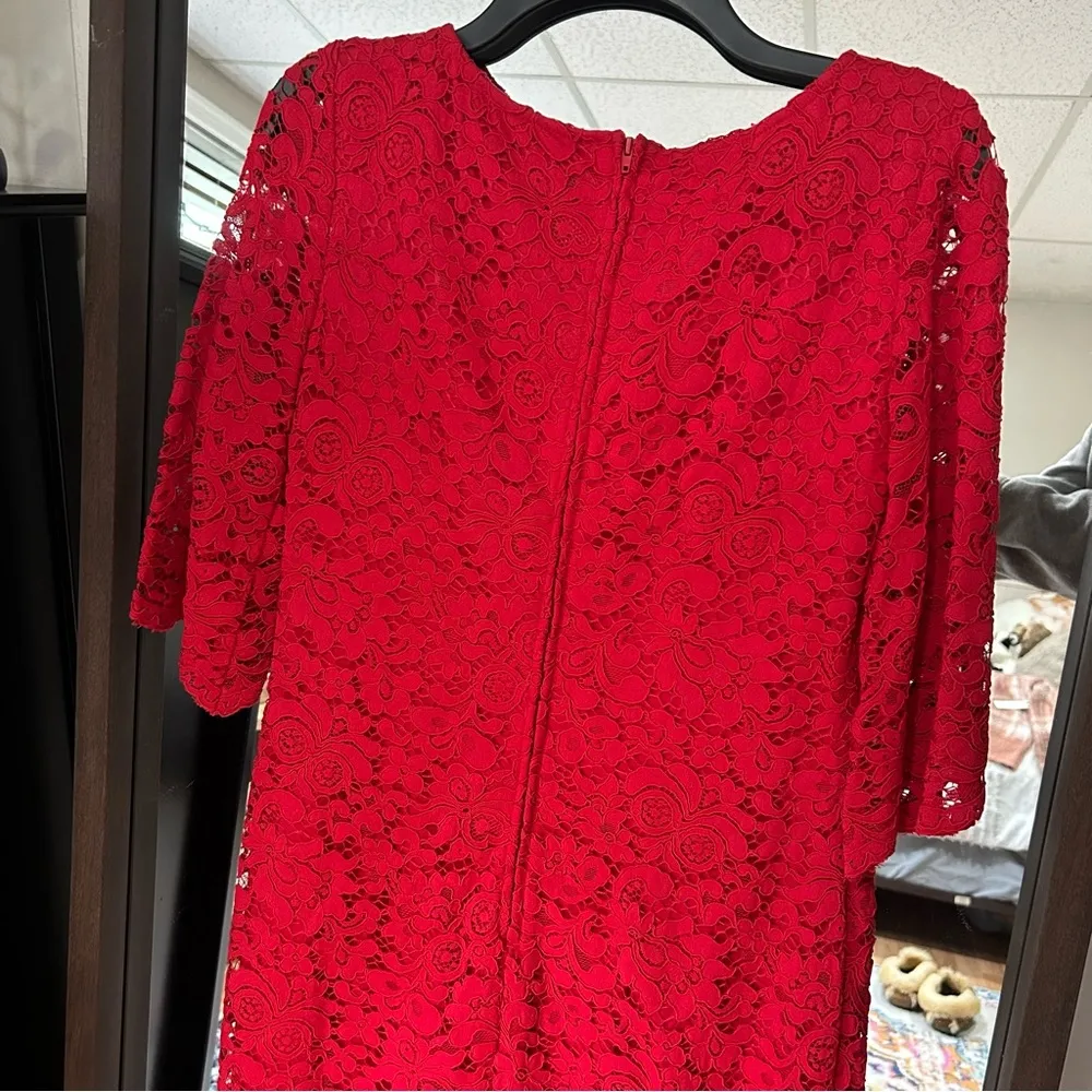 Ralph Lauren Red Lace Wedding Guest Dress Size 6 - Image 3