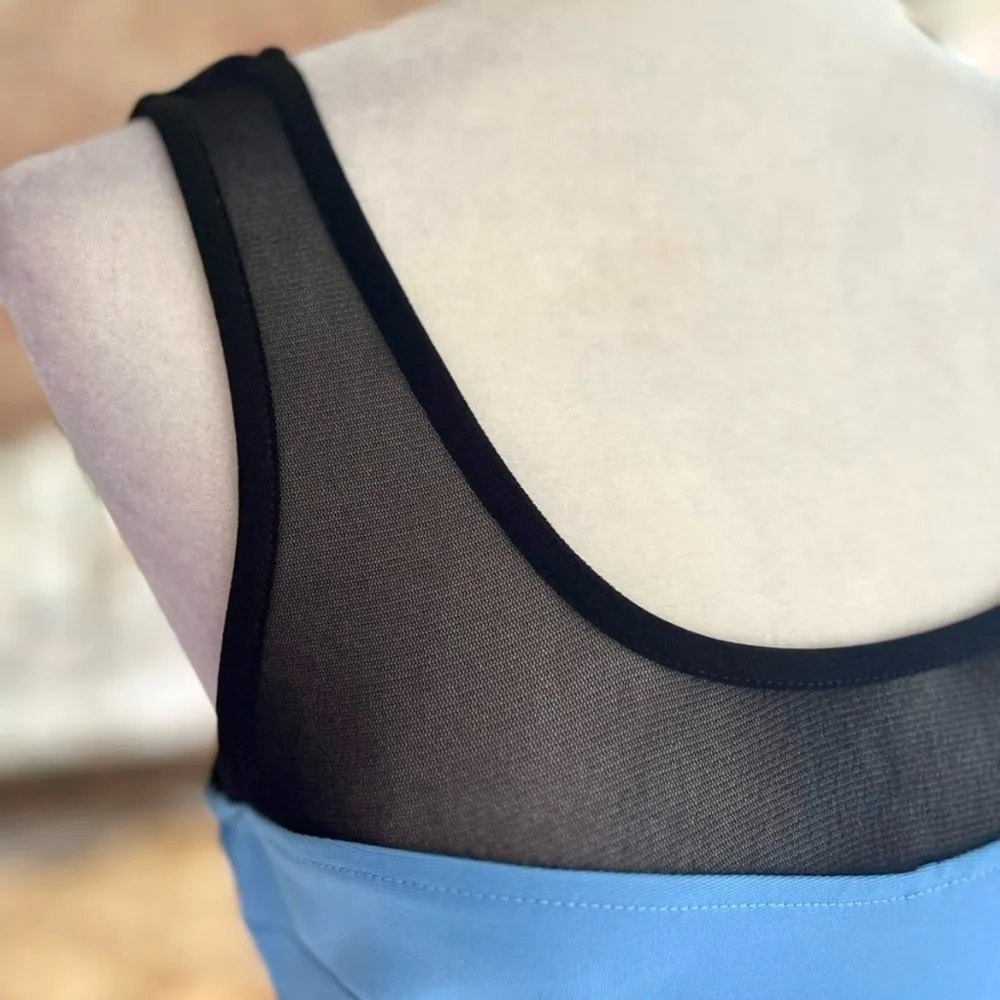 Lush Dress Colorblock Black Blue Mesh Backless Bodycon M Party Trendy Chic - Image 5