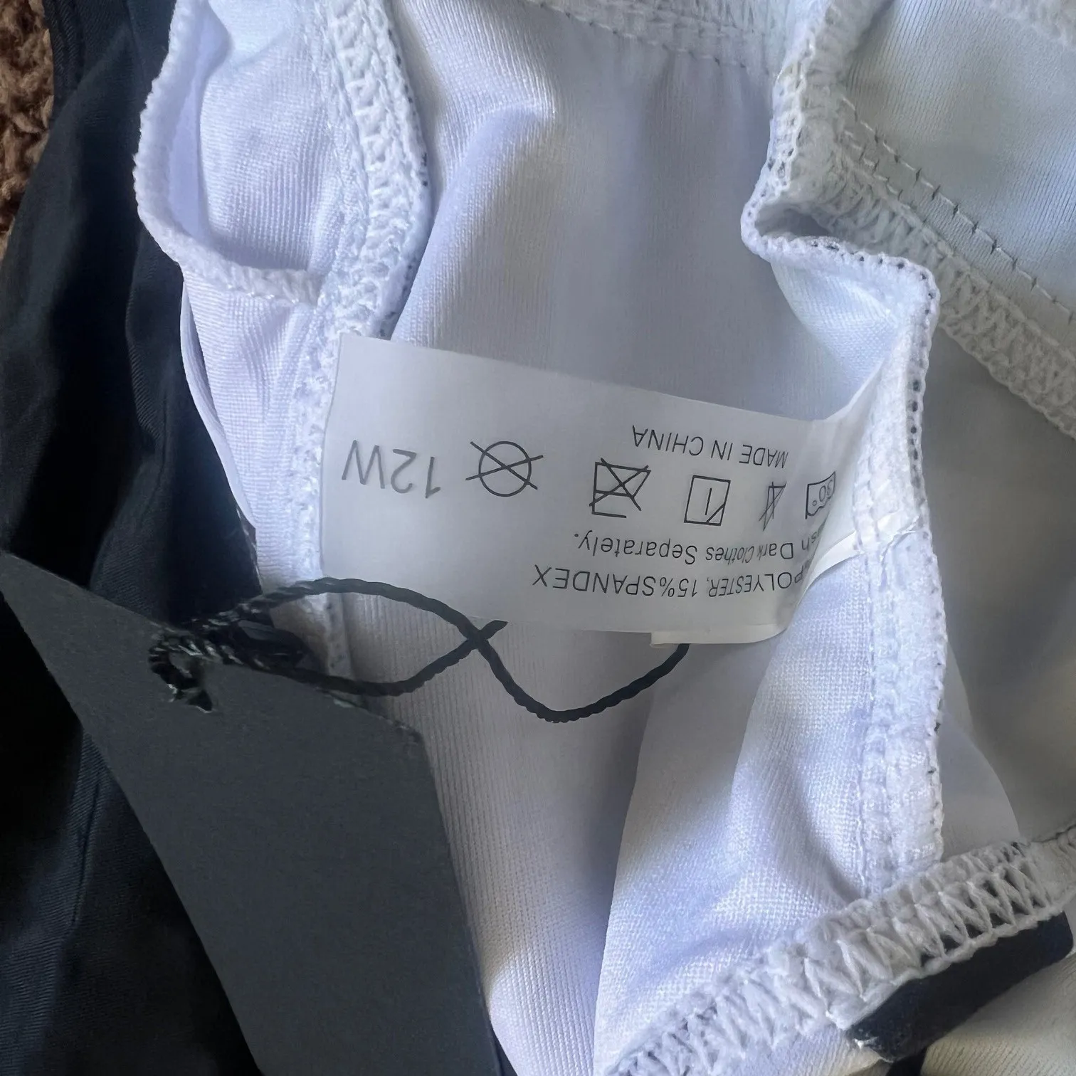 Daci 2 Piece Bikini Swimsuit Tummy Control High Waisted Black White Stripe 12W Size 12 - Image 7