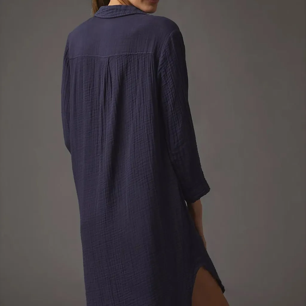 Sundry Anthropologie 3/4-Sleeve Navy Shirt Dress, Size XL - NWT - Image 2