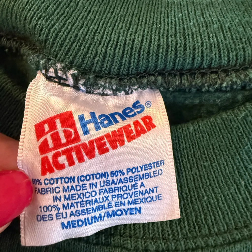 VTG 90s Hanes Unisex Tweety Crewneck Happy Holidays Christmas Sweater M Green - Image 4
