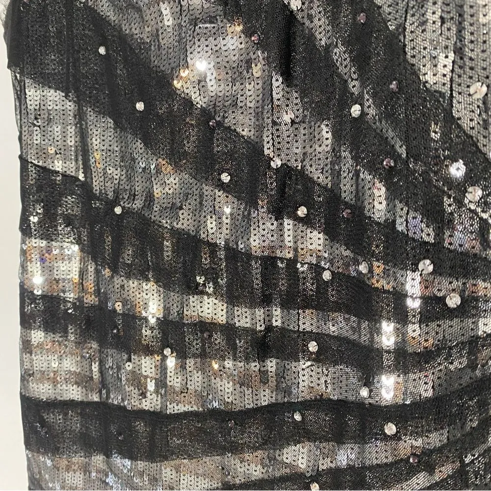 White House Black Market Sequin Black and Silver Tank - Image 3