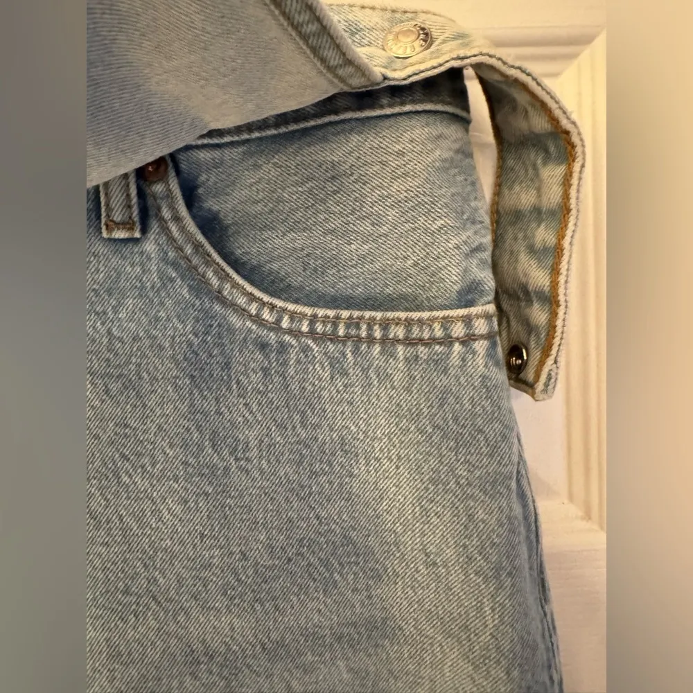 REDONE x Pam Anderson Mid Rise Wrap Denim Mini Skirt Maliblue Blue Size 26 - Image 8