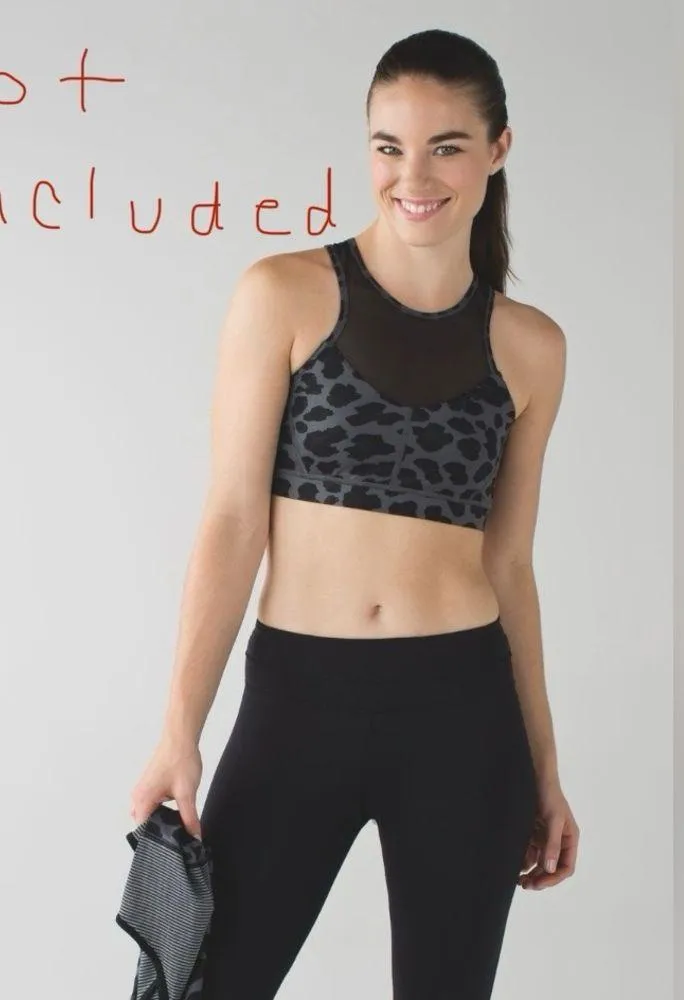 Lululemon Meshed Up Tank Top One Shoulder Leopard Striped Mini Pop Black Gray 6 - Image 7