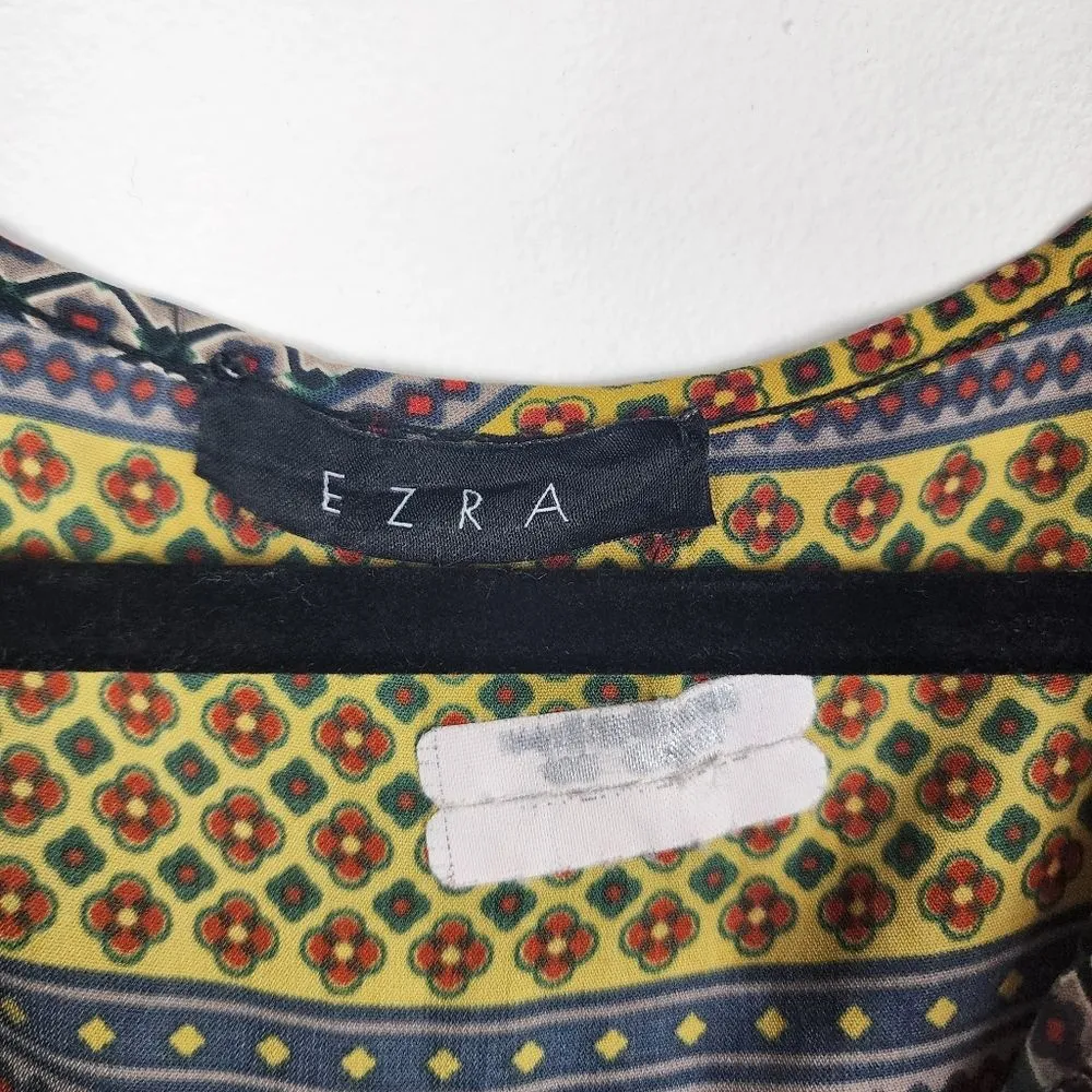 Ezra 3/4 Sleeve Blouse Popover Top Multicolor Floral Geometric Fits Medium - Image 2