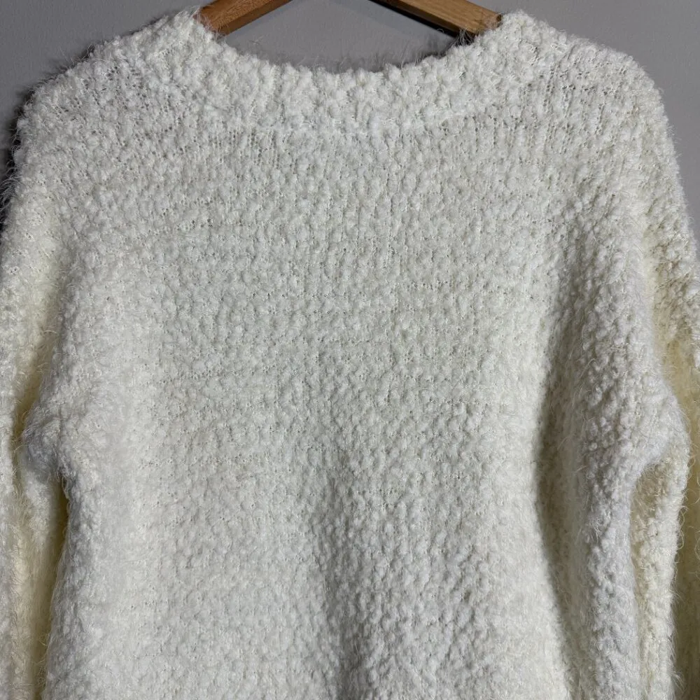 NWOT Show Me Your Mumu Cropped Varsity Sweater Knubby Knit Women's Small Cream - Image 11