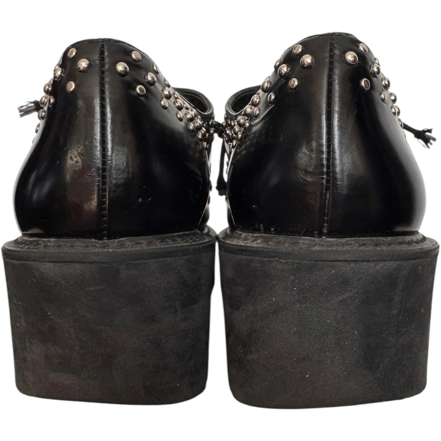 Stuart Weitzman Black Studded Patent Leather Platform Oxfords SW 88216 size 9 - Image 8