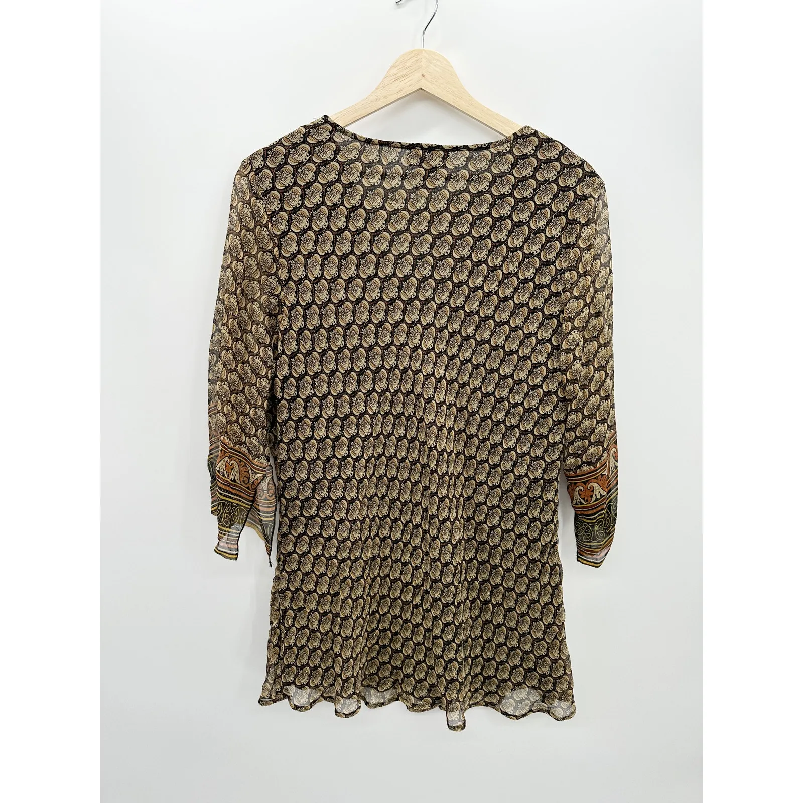 Avenue Blouse Women Large 14/16 Gold Black Witchy Goth Whimsigoth Top Fall Flowy - Image 2