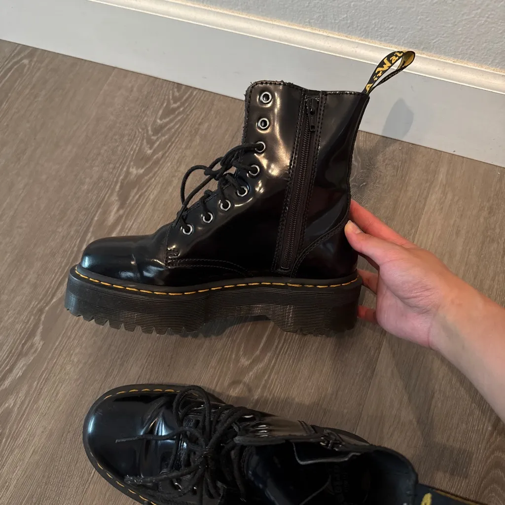 Dr. Martens Jadon Black Boots Polished Smooth Quad Retro 15265001 Unisex - Image 5