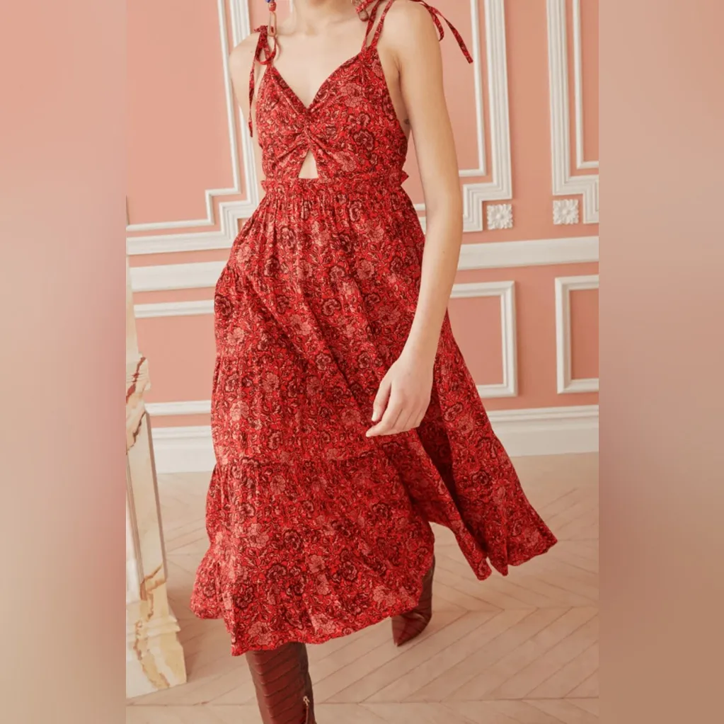 Ulla Johnson Kali Dress Midi Tiered Poppy Floral Boho Fairy Feminine Size 2 - Image 4