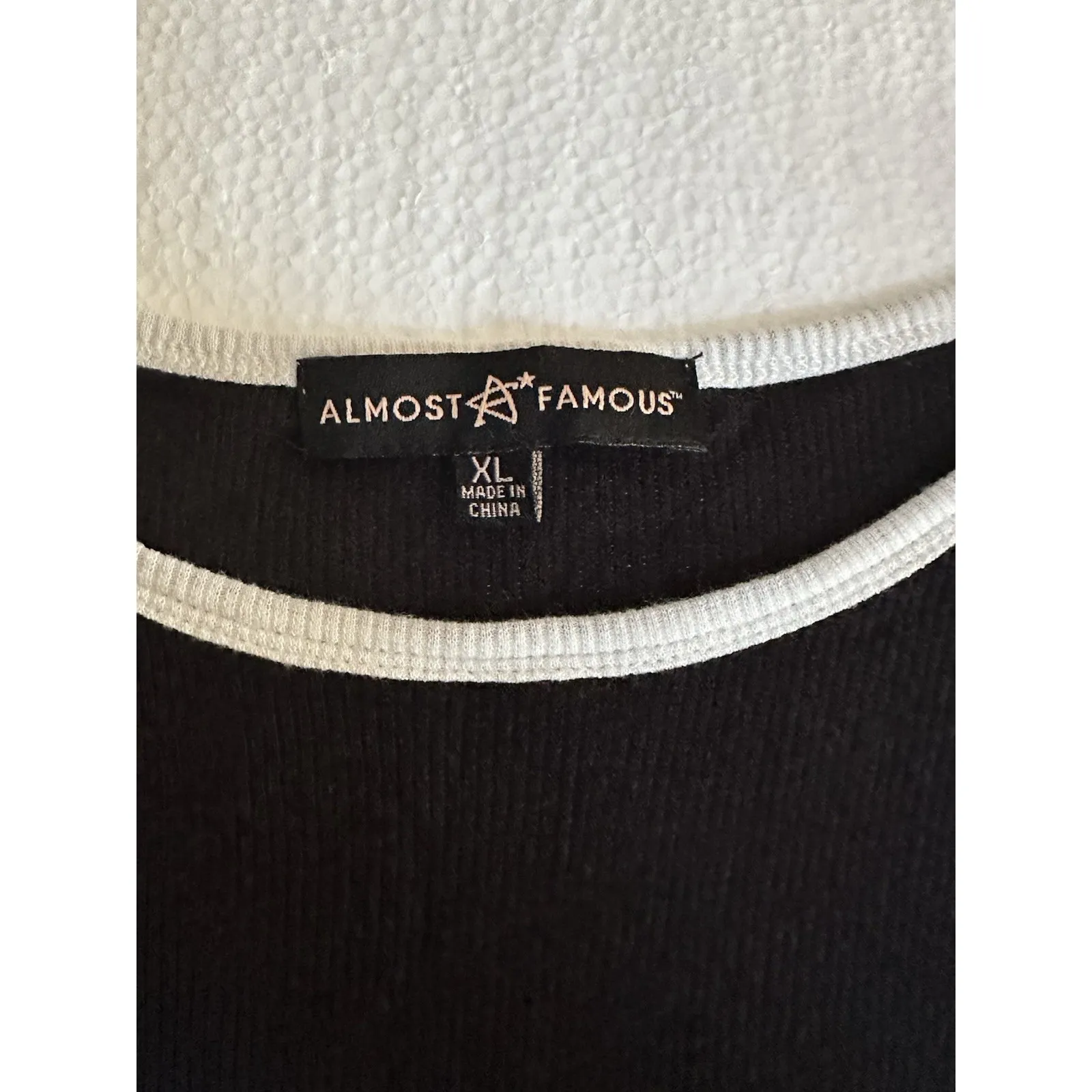 Almost Famous Striped Stretch Lettuce‎ Hem Top Large 90s Y2k Preppy Black Retro - Image 4