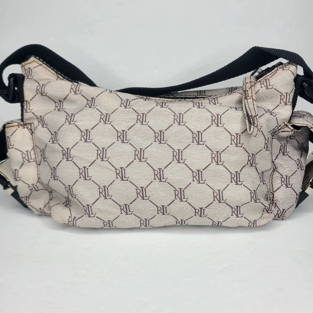 Vintage Lauren Ralph Lauren Logo‎ Nylon Zip Up Hobo Bag Y2K - Image 3
