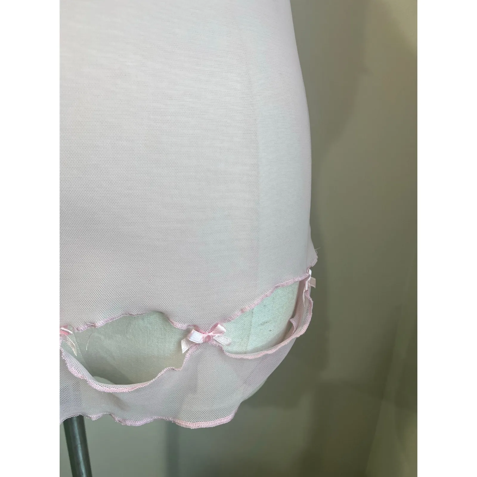 Dreamgirl Sheer Pink Mini Dress Y2K Lingerie Style Slip Sz S - Image 9