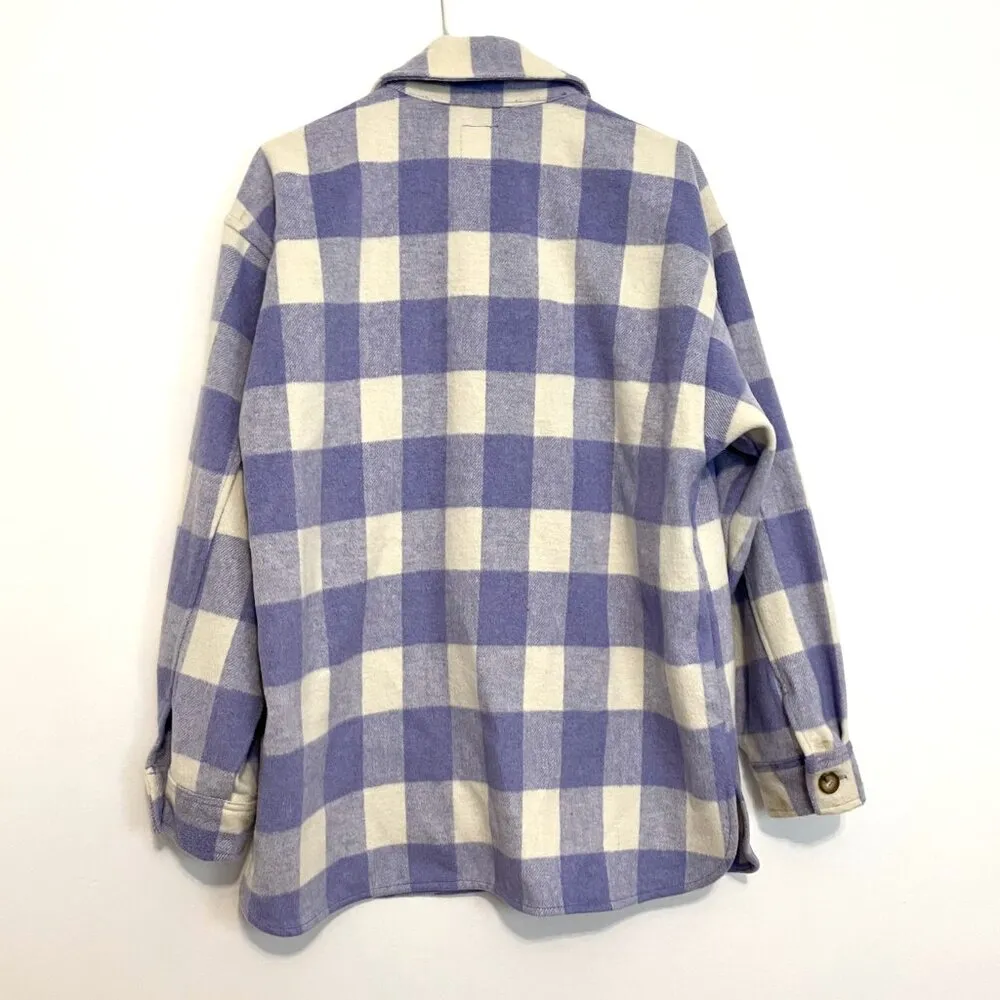 WILD FABLE Lilac Lavender Purple Cream Ivory Plaid Oversized Fit Shacket Jacket - Image 13
