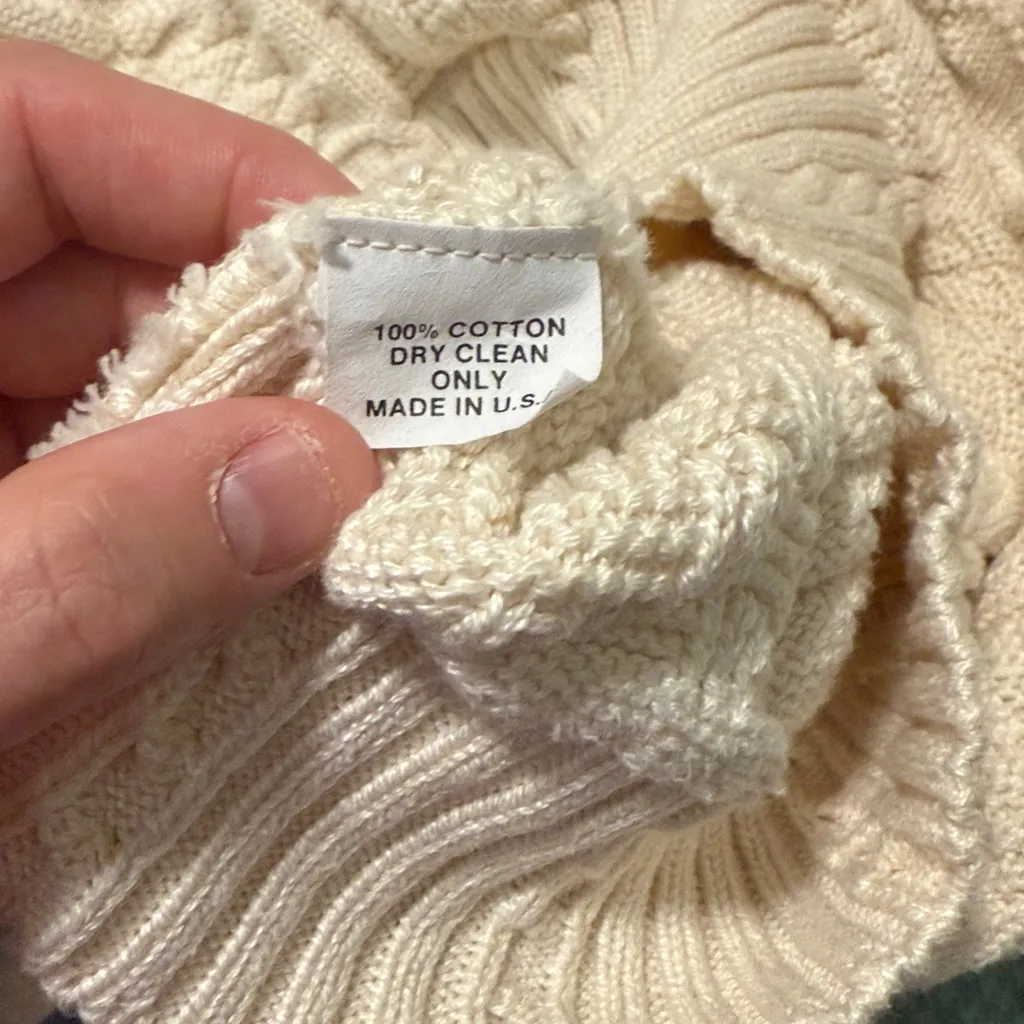 Neiman Marcus Vintage Beige Cable Knit Sweater Unisex Size Large - Image 5