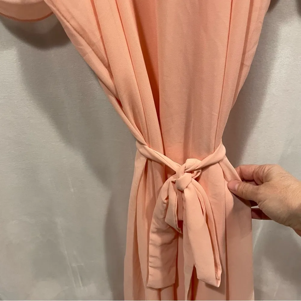 Gorgeous peach boho maxi ruffle collar cold shoulder drapey belted beach dress Orange Size M - Image 7