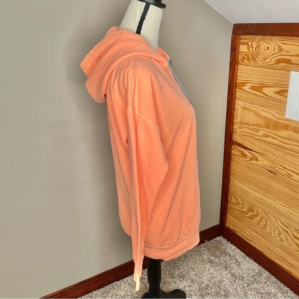 Orange Grey Full Zip Athletic Workout Hoodie Jacket Extra Small - Image 2