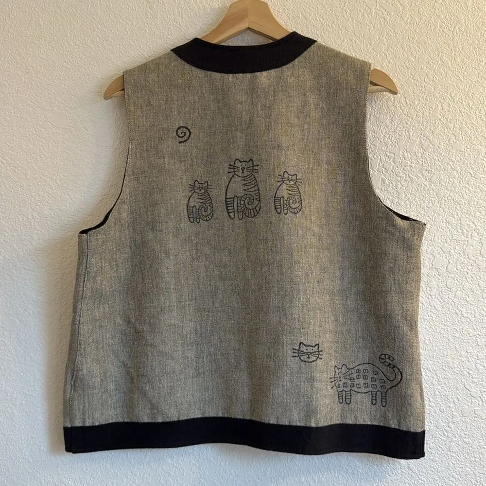 Vintage cat lady CATS cotton vest - Image 4