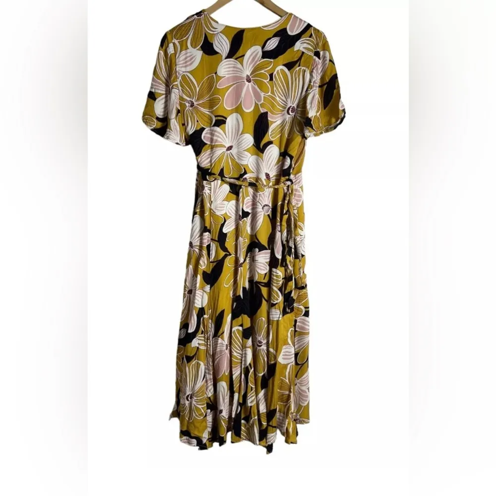 Slate & Willow Mod Daisy Floral Print Flutter Sleeve Wrap Midi Dress Size xL - Image 4