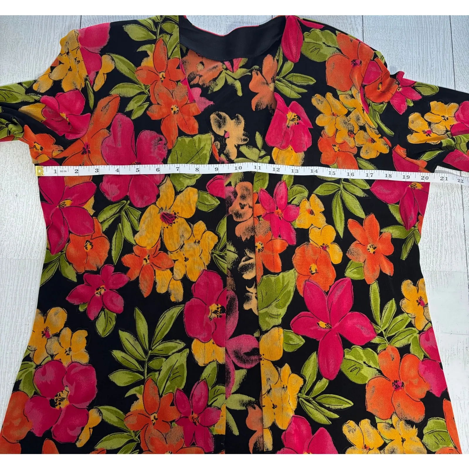 Ronni Nicole Tropical Floral Open Front Jacket Cardigan Size Medium - Image 5