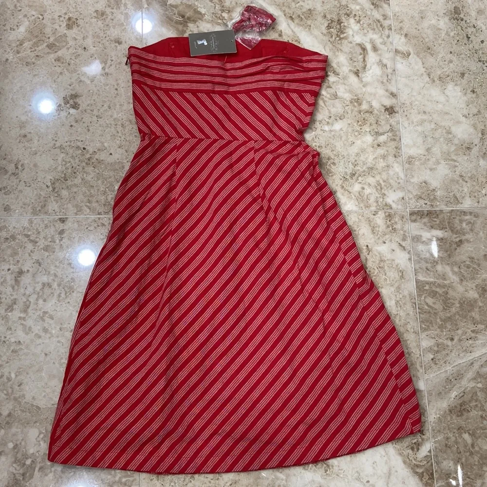 🛍️ Blazing Red Striped Strapless Mini Dress.0.NWT - Image 7