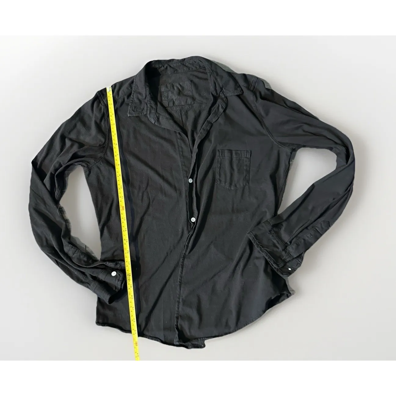Frank & Eileen Barry Tee Lab Button Up Long Sleeve Shirt M Black Jersey Cotton Size 8 - Image 8