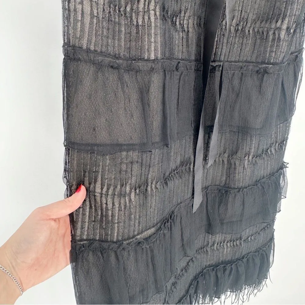 BCBG Maxazria Strapless Feather Trim Cocktail Dress Tiered Black Women's 12 - Image 6