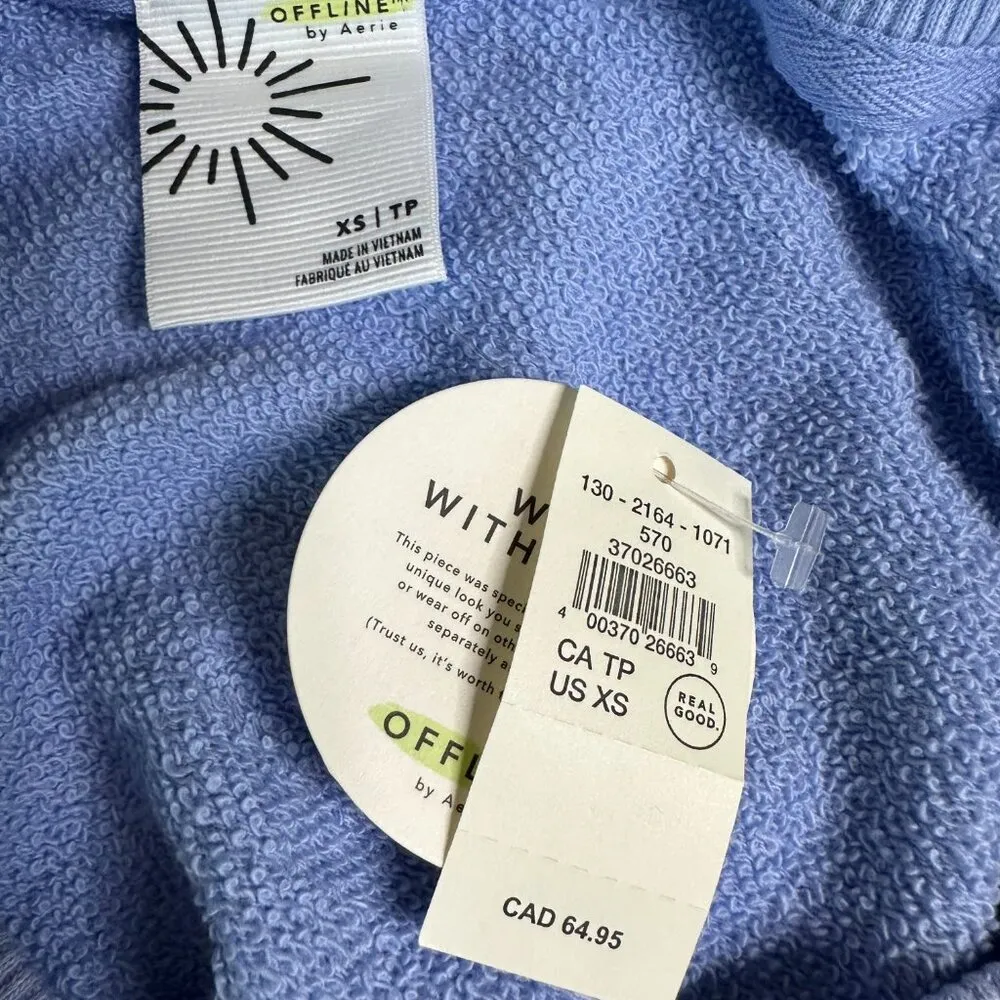 NEW OFFLINE By Aerie Weekend Side Tie Sweatshirt Blue Women's XS - Image 6