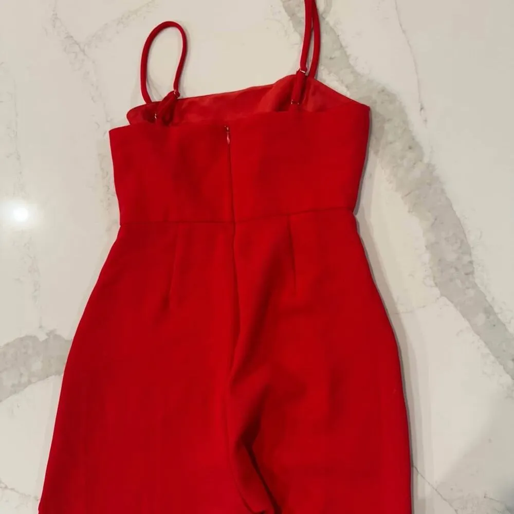 BCBGeneration Strappy Wide Leg Jumpsuit Red Women's 4 Pockets Adjustable Straps - Image 8