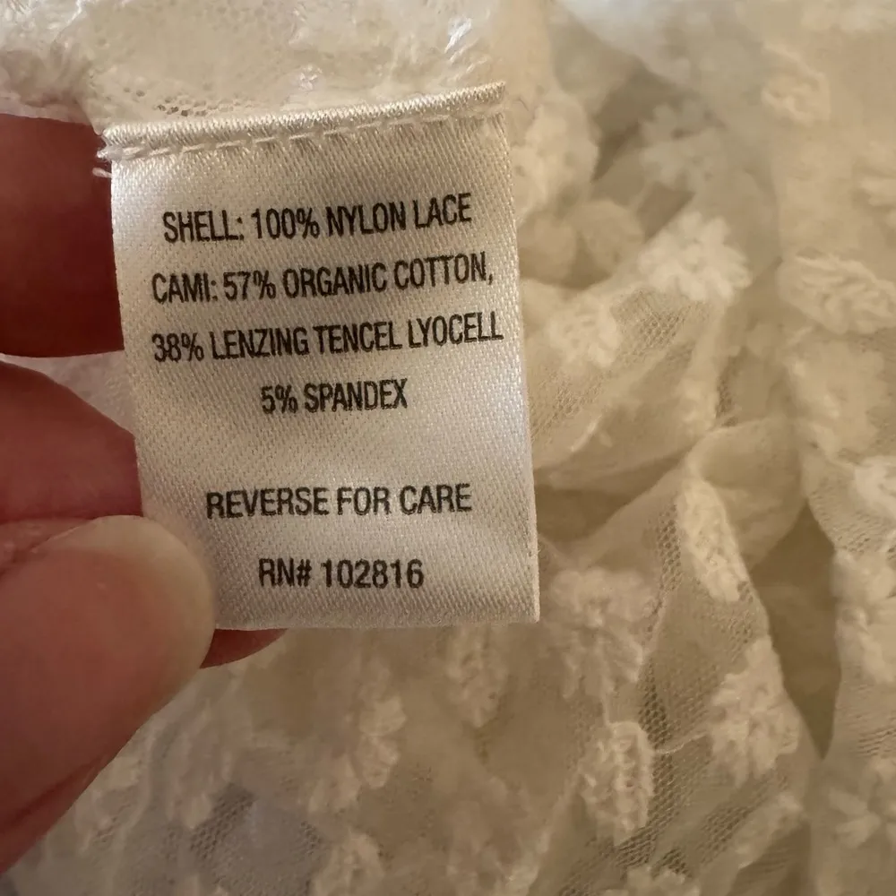 Garnet Hill sheer floral lace white blouse short sleeve no liner size XS M33 - Image 9