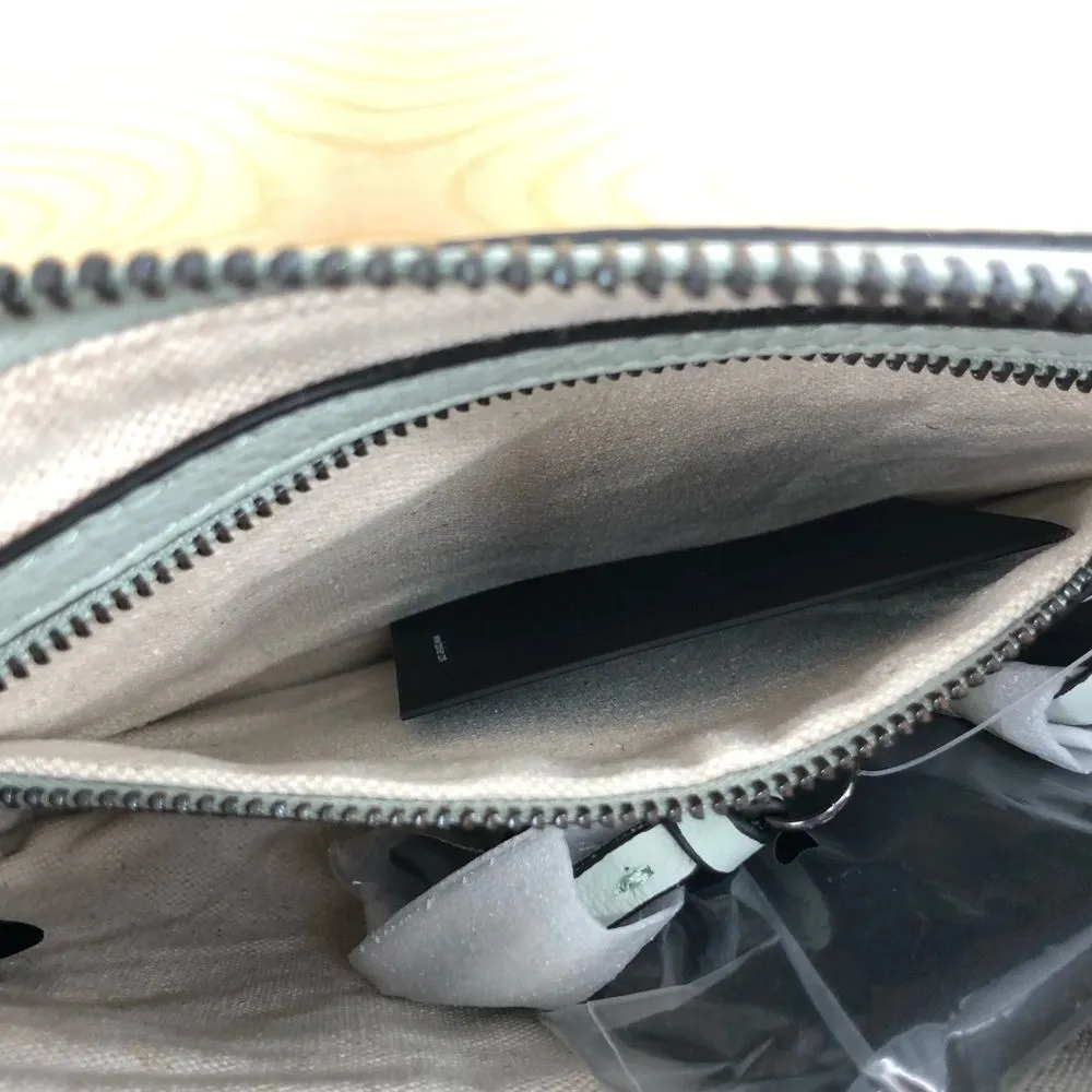 Botkier Trigger Flat Zip Crossbody Bag Detachable Nylon Strap in Soft Sage NWT - Image 9