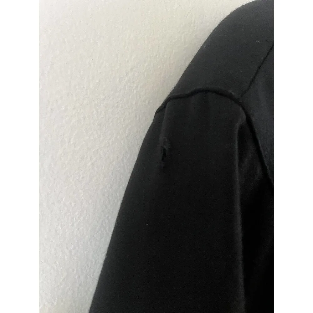 Pearl C Black 100% Pure Wool Long V Neck Button Front Vintage Blazer Jacket Sz 8 - Image 6