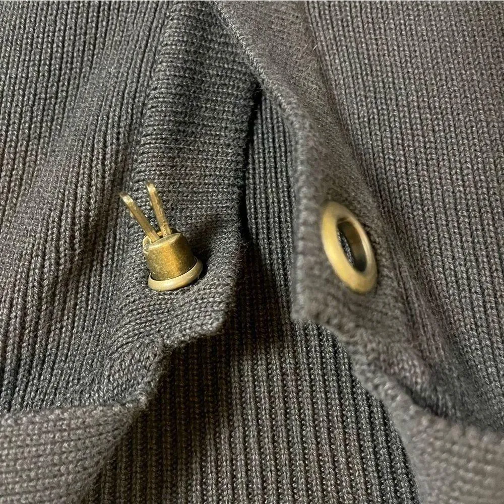 VON Saken Women’s Black Heavy Cotton Sweater Jacket Toggle Buttons Black L Size M - Image 8