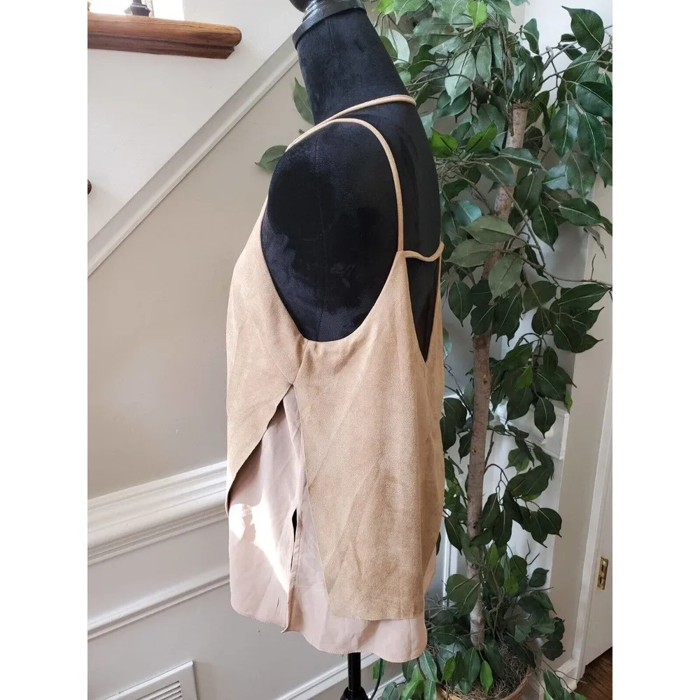 Sans Souci Womens Brown Suede 100% Polyester V Neck Sleeveless Top Blouse Size L - Image 6