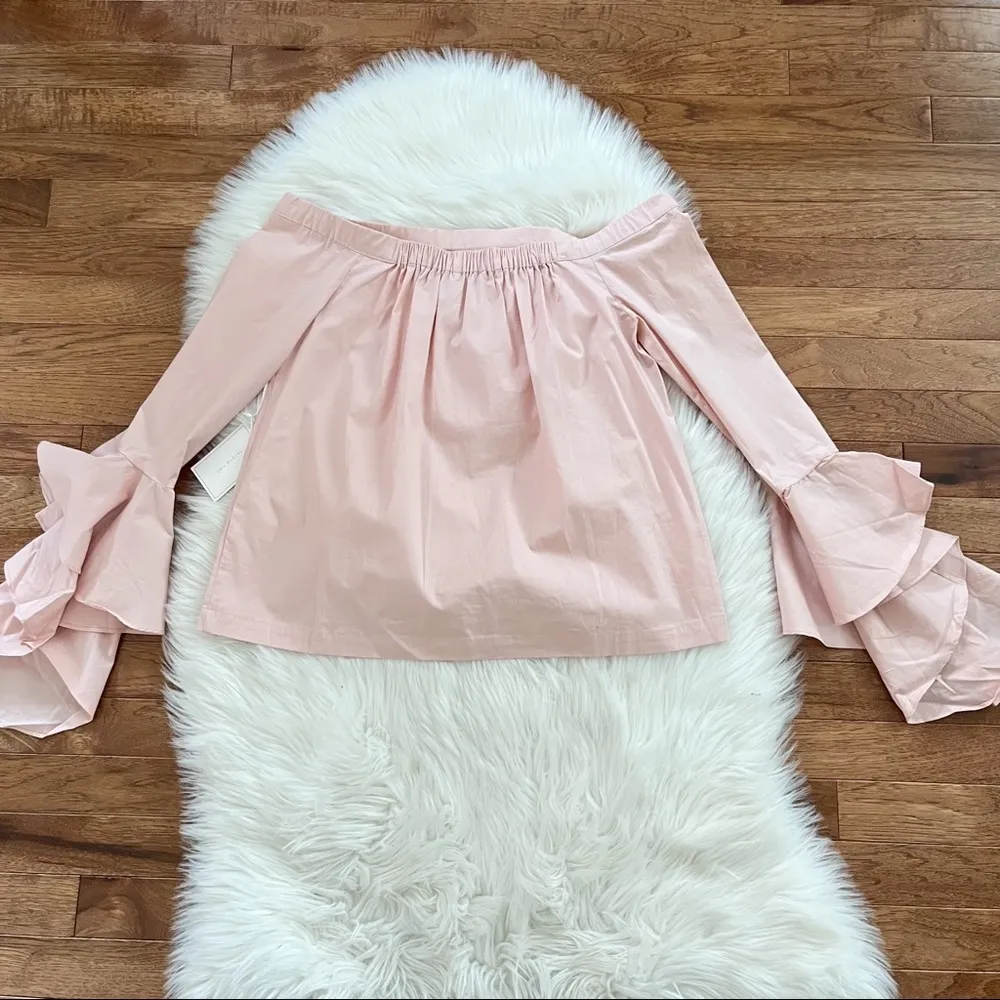 1. State Pink Off the Shoulder Ruffle Sleeve Top - Image 2