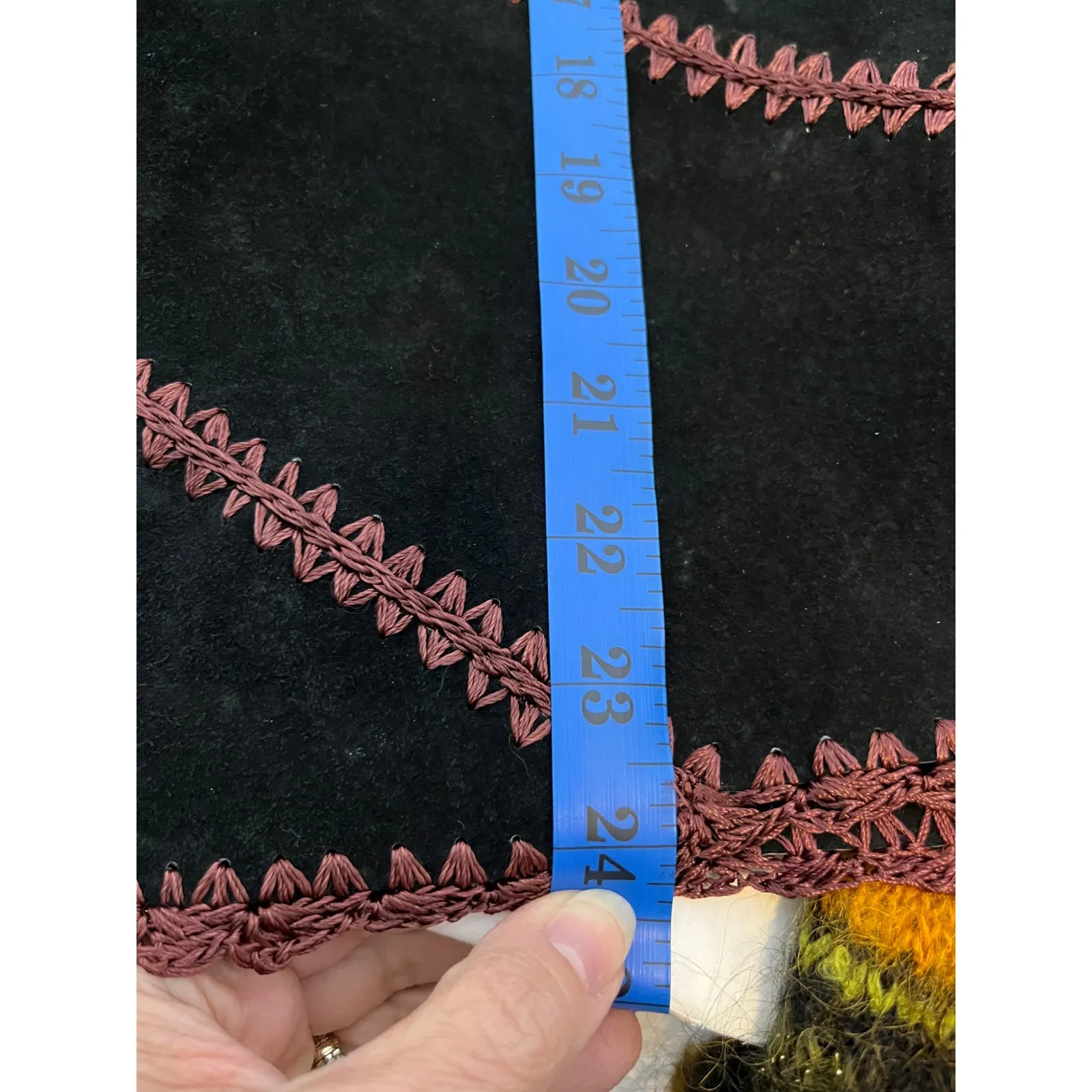 Vintage Karen Kane 100% Leather Suede‎ Skirt Sz 12 Black Embroidered Boho Y2K - Image 8