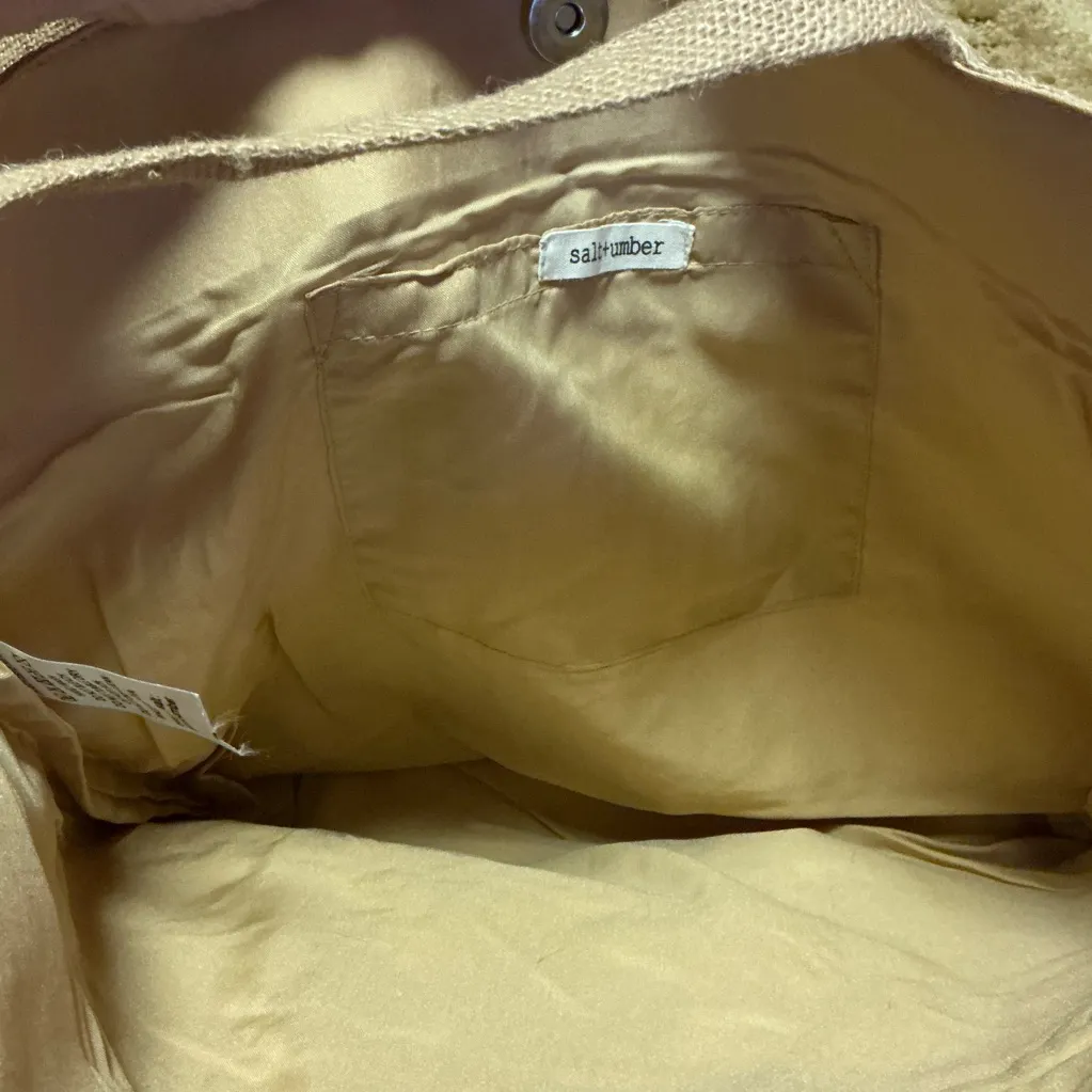 Salt & Umber Woven Straw Tote Bag Shell Detail Fringe Boho NWT - Image 2